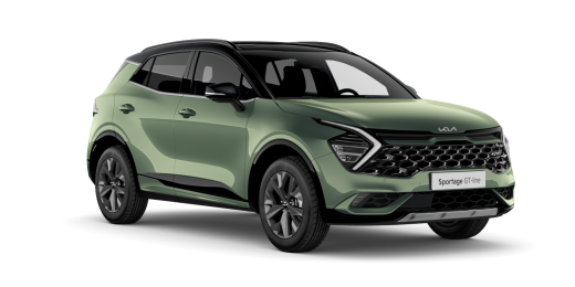 Kia Sportage (Plug In) Hybrid GT Line Groen Schuinvoor zonder achtergrond